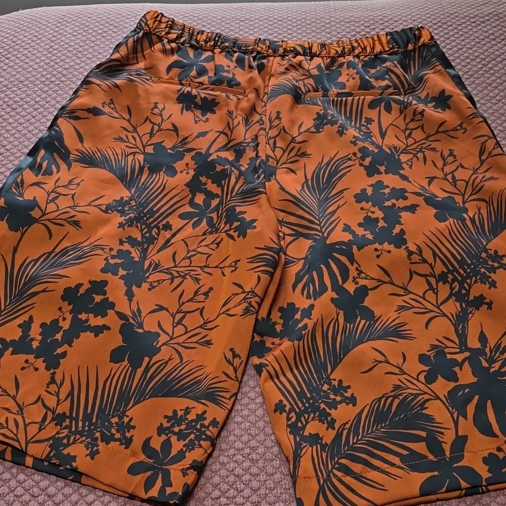 Future Collective Kahlana Barfield Brown Floral Black & Orange Women's Shorts - Picture 4 of 13